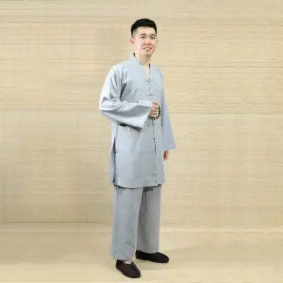 Bộ Pháp Phục Đi Chùa Nam La Hán Nút Tàu, Màu Xám, Nhiều Size