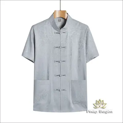 Alternative View Of Bộ Quần Áo Nam Ngắn Tay Vải Lụa Băng, Xám Nhạt