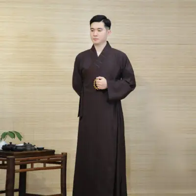 Áo Tràng Trường Sam 7 Vạt Mầu Nâu Đen Cao Cấp Cho Nam, Nữ, Nhiều Kích Cỡ