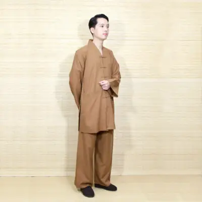 Bộ Pháp Phục Nam La Hán Nút Tàu Màu Nâu Đất, Nhiều Size