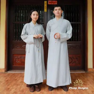 Alternative View Of Áo Tràng Trường Sam 7 Vạt Màu Xám Ánh Xanh (xanh Lam) Cho Tăng Ni, Phật Tử Nam Nữ