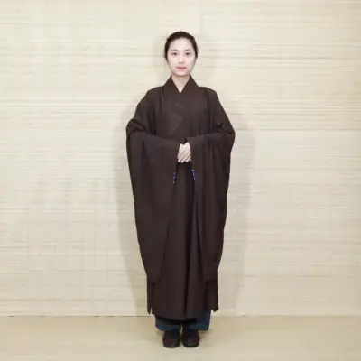 Áo Tràng Hải Thanh Vải Đài Loan, Màu Nâu, Mẫu Quần Áo Lam Đi Lễ Chùa, Áo Tràng Lam Áo Tràng Nâu Đi Chùa Trang Nhã Và Thanh Lịch