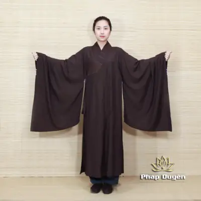 Alternative View Of Áo Tràng Hải Thanh Vải Đài Loan, Màu Nâu, Mẫu Quần Áo Lam Đi Lễ Chùa, Áo Tràng Lam Áo Tràng Nâu Đi Chùa Trang Nhã Và Thanh Lịch