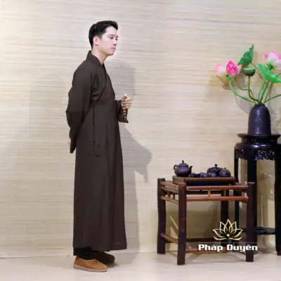 Alternative View Of Áo Tràng Trường Sam 7 Vạt (y Quý Thầy Đi Đường) Màu Nâu Đen, Nhiều Size