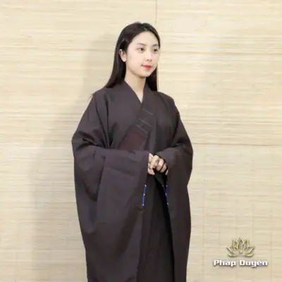 Alternative View Of Áo Tràng Hải Thanh Đài Loan Cao Cấp Màu Nâu, Pháp Phục Phật Tử Nam Nữ