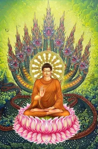 Rắn Thần Naga Che Mưa Cho Đức Phật Thích Ca