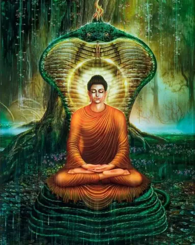 Rắn Thần Naga Che Mưa Cho Đức Phật Thích Ca