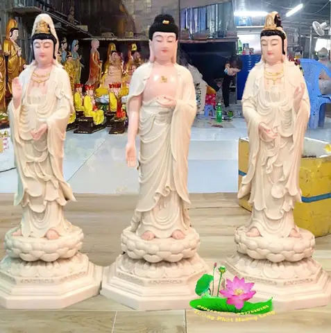 Tượng Tam Thế Phật Đứng Cao 1.2m Luôn Hao Quang 1,4m