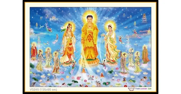 Tranh Đính Đá Tây Phương Cực Lạc Thánh Chúng A Di Đà Phật ...