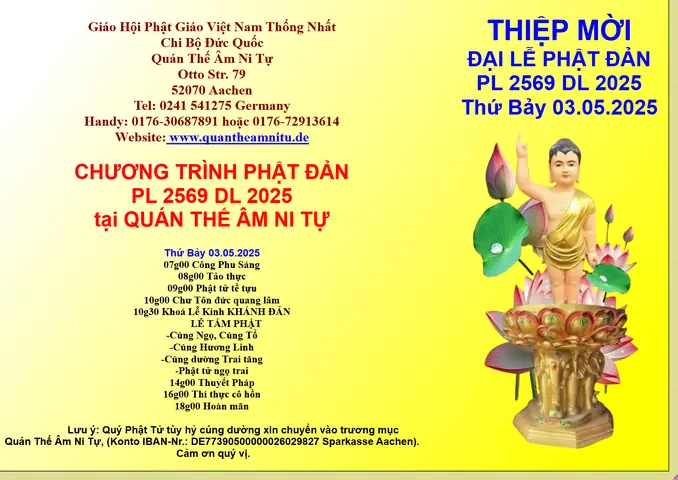 Thiệp Mời Đại Lễ Phật Đản Pl 2569 Dl 2025
