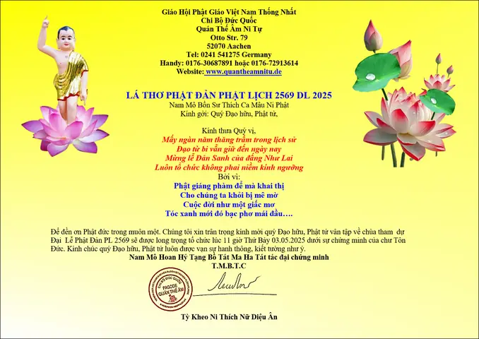 Thiệp Mời Đại Lễ Phật Đản Pl 2569 Dl 2025