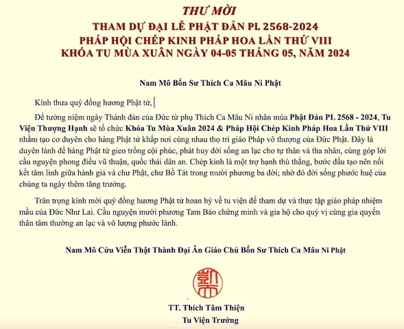 Thư Mời Phật Đản