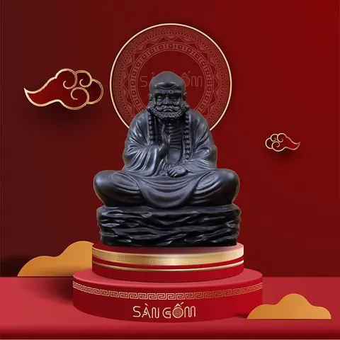 Tượng Phật Sư Tổ Đạt Ma Màu Đen Sg-tdm02 Gốm Bát Tràng