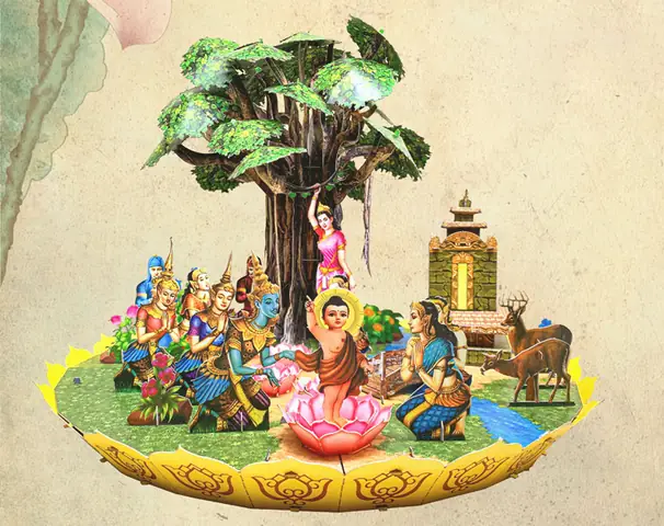 Cách Trang Trí Xe Hoa Phật Đản Mới Mẻ Với Thiết Kế Vườn Lâm Tỳ Ni