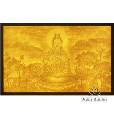 Alternative View Of Tranh Trúc Chỉ Hình Phật Bà Quan Âm Bồ Tát Tọa Đài Sen, Kích Thước 127*81cm