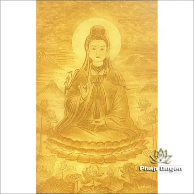Alternative View Of Tranh Trúc Chỉ Phật Bà Quan Âm Tọa Đài Sen, Kích Thước 77*123cm