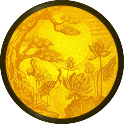 Tranh Điện Bằng Trúc Chỉ, Họa Tiết Hoa Sen Tùng, Nhiều Kích Thước