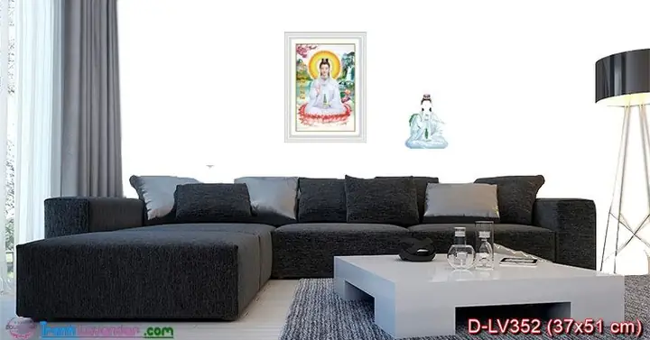 Tranh Đính Đá Phật Bà Quan Âm Lv352, Kích Thước 37x51 Cm