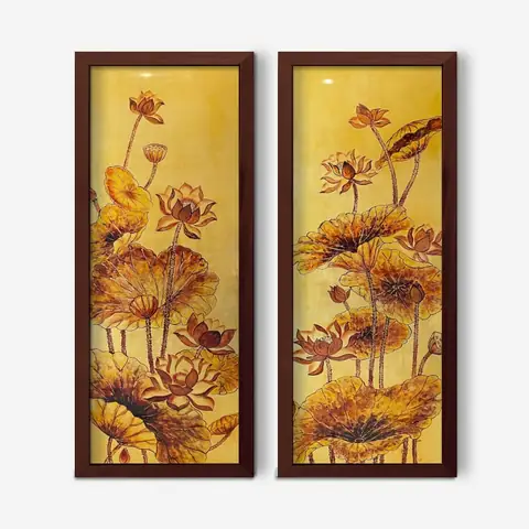 Bộ 2 Tranh Tả Hữu Liên Hoa Sơn Mài 1