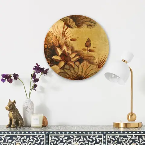 Nguyệt Liên Hoa Tranh Sơn Mài Dát Vàng