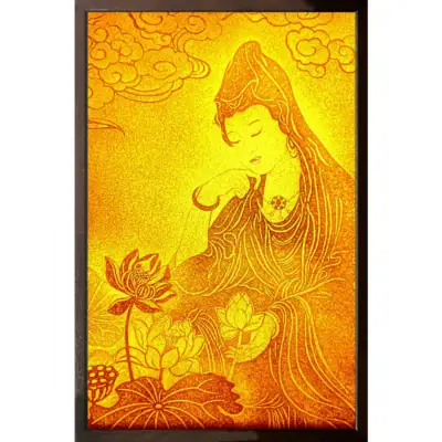 Tranh Trúc Chỉ, Quan Âm Bồ Tát Và Hoa Sen