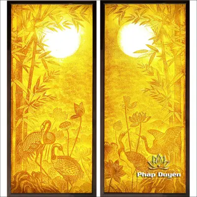 Alternative View Of Bộ Tranh Trúc Chỉ Đôi, Họa Tiết Hạc Và Trúc, Kích Thước 50x125cm