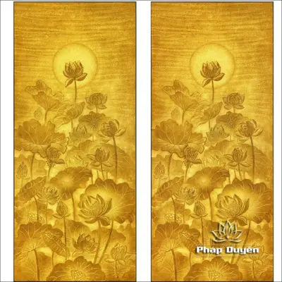 Alternative View Of Bộ Tranh Trúc Chỉ Đôi, Họa Tiết Hoa Sen, Kích Thước 89x194cm