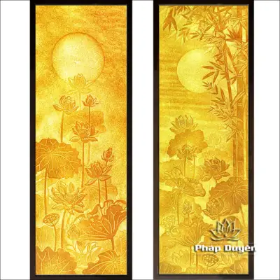 Alternative View Of Bộ Tranh Trúc Chỉ Đôi, Họa Tiết Hoa Sen, Kích Thước 41x125cm