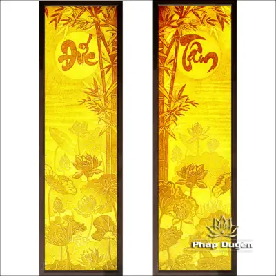 Alternative View Of Bộ Tranh Trúc Chỉ Đôi, Họa Tiết Hoa Sen Tâm - Đức, Kích Thước 41x127cm