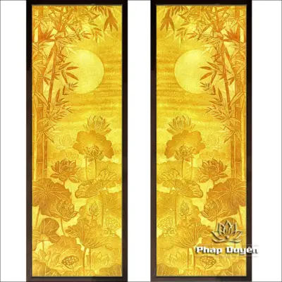 Alternative View Of Bộ Tranh Trúc Chỉ Đôi, Họa Tiết Sen Và Trúc, Kích Thước 41x125cm