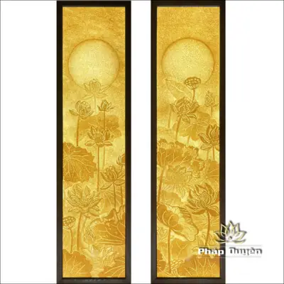 Alternative View Of Bộ Tranh Trúc Chỉ Đôi, Họa Tiết Hoa Sen, Kích Thước 30x114cm