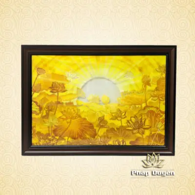 Alternative View Of Tranh Trúc Chỉ Chữ Nhật, In Họa Tiết Hoa Sen, Kích Thước 70x50cm