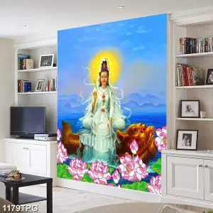 Tranh Phật Giáo Bồ Tát Và Hoa Sen