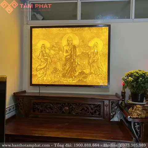 Tranh Tam Thế Phật Bằng Trúc Chỉ Tc6640 Tâm Phát Đẹp