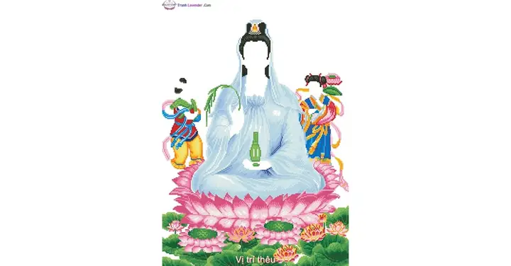 Tranh Thêu Chữ Thập Hình Phật Quan Âm