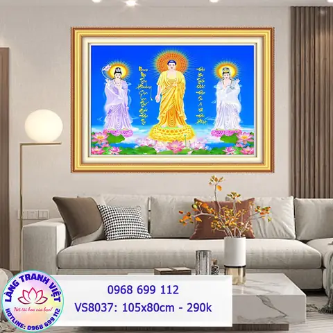 Tranh Thêu Chữ Thập Tam Thế Phật Vs8037 - Kt:(105x80)cm