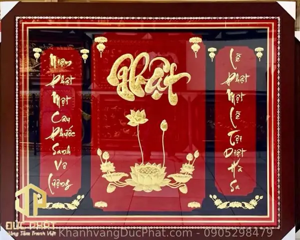 Tranh Chữ Phật Hoa Sen