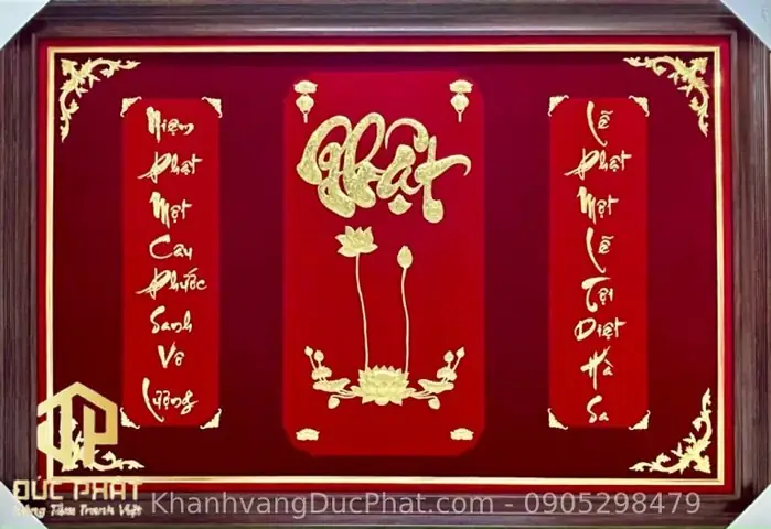 Tranh Chữ Phật Hoa Sen