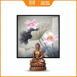 Tranh Đèn Hiện Đại In Vuông Hoa Sen Decornow Hd452