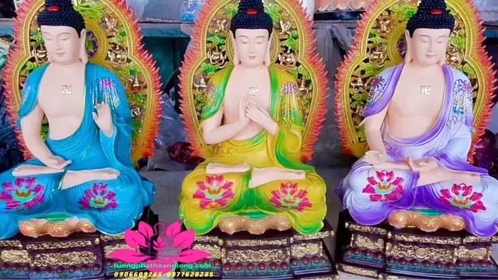 Tượng Ngũ Phương Phật Cao 55cm Lên Thân Quang 70cm