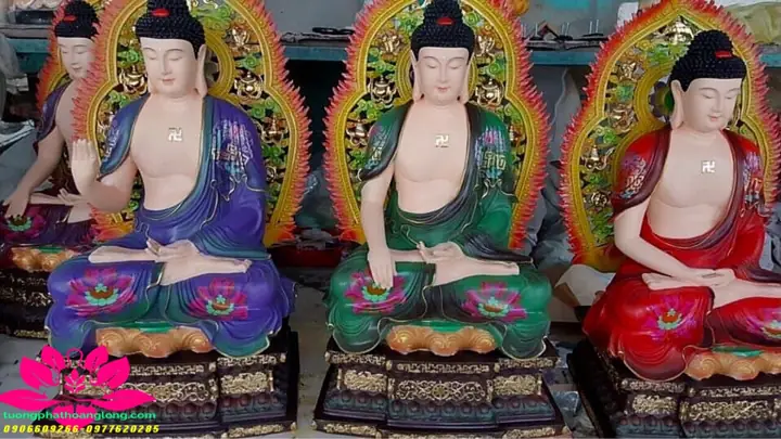 Tượng Ngũ Phương Phật Cao 55cm Lên Thân Quang 70cm