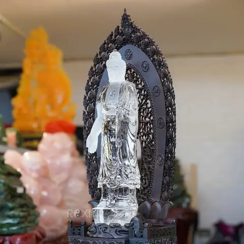 Tượng Phật A Di Đà - Mặt Phật A Di Đà Bằng Đá Quý