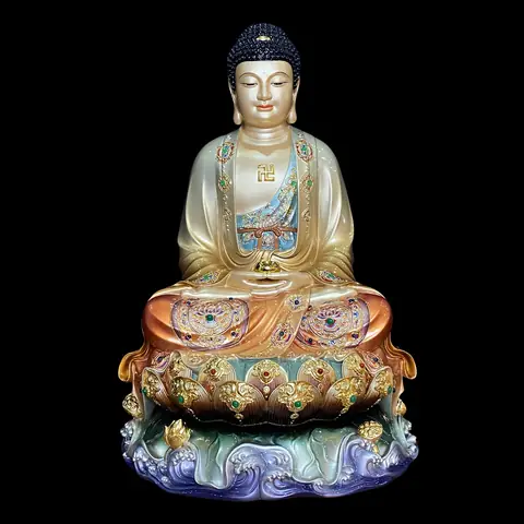 Tượng Phật A Di Đà Bằng Đồng Men Cổ Đài Loan, Ngồi Đế Non ...