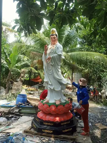 Tượng Phật Bà Quan Âm Đứng Đài Sen Composite