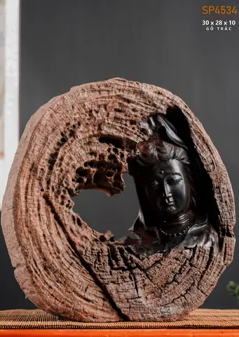 Diện Phật Quan Âm Gỗ Trắc Sp4534 -tượng Gỗ Đẹpchế Tác Công Phu, Tỉ Mỉ.