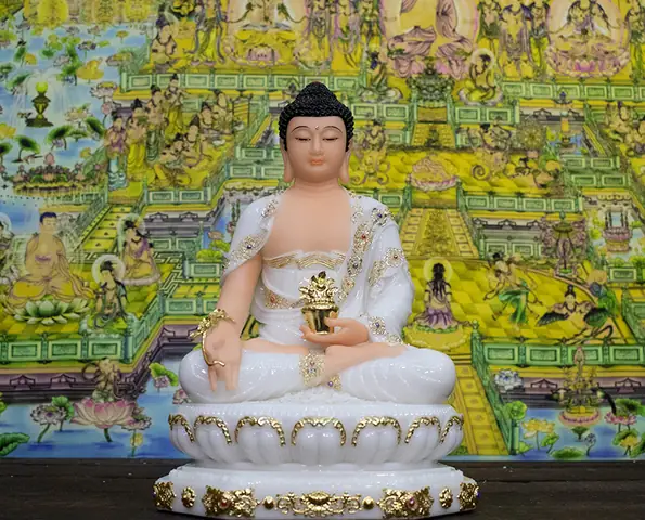 Tượng Phật Dược Sư Đẹp Bằng Bột Đá Cao Cấp Đài Loan