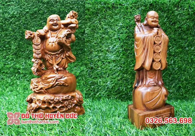 Tượng Phật Di Lặc Gỗ Bách Xanh Có Giá Trị Thẩm Mỹ