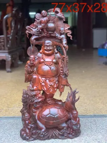 Lặc Ngũ Phúc Ngự Long Quy Gỗ Trắc 77x36x28 Cm