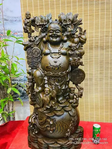 Tượng Di Lặc Gỗ Mun Đẹp Cao 1m