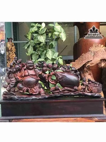Tượng Phật Di Lặc Kéo Bao Tiền Gỗ Trắc Cao 39 Rộng 90 Sâu 20 ...